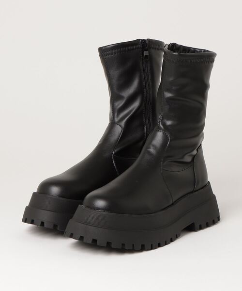 LOVEHUNTER ブーツ 軽量厚底 +6cm トラックソールストレッチ