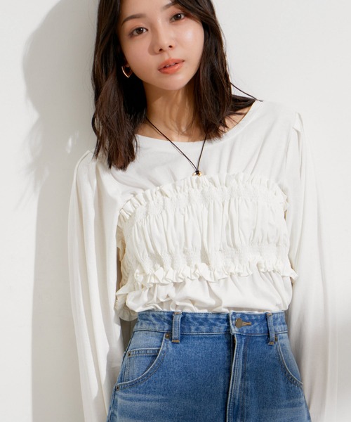 VIS tシャツ ドッキングビスチェデザイントップス レディース