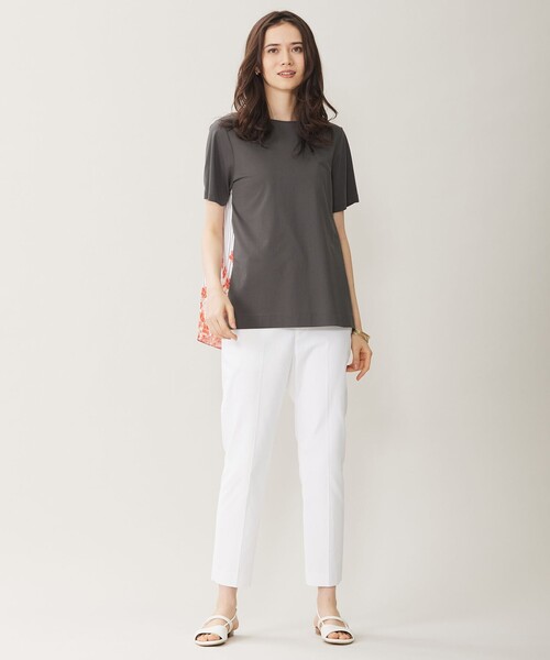 tシャツ 「洗える」オルタンシアフルールプリントコンビ カットソー レディース tシャツ Tシャツ 「洗える」オルタンシアフルールプリントコンビ
