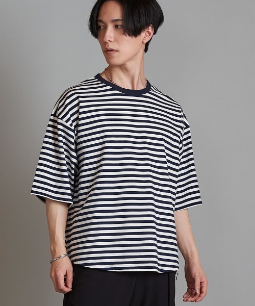 NO ID. tシャツ mt8980- ラウンドボーダーU-N-T Tシャツ メンズ