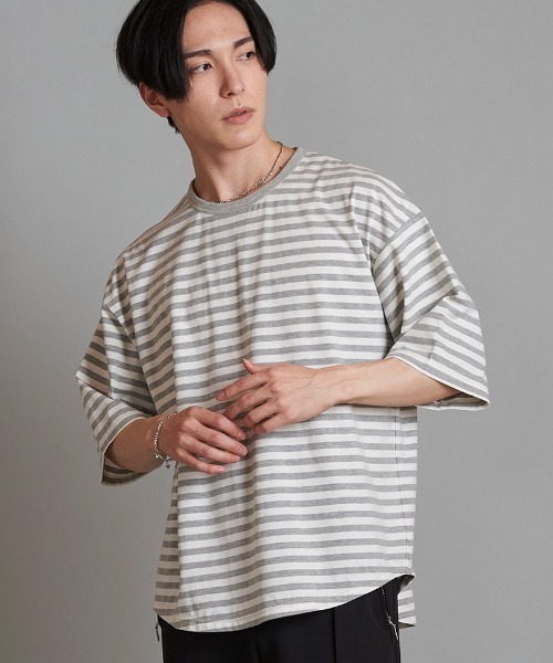 NO ID.（ノーアイディー） tシャツ mt8980- ラウンドボーダーU-N-T T