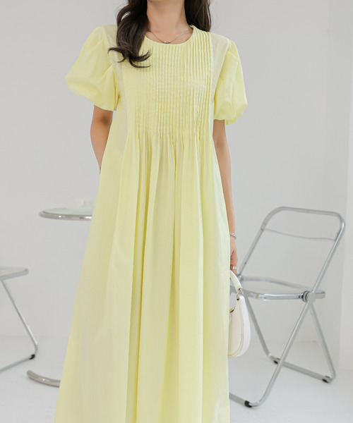 ★ChicLine★ パフスリーブピンタックフレアワンピース ワンピース ピンタックフレアワンピース : ZOZOTOWN Yahoo!店