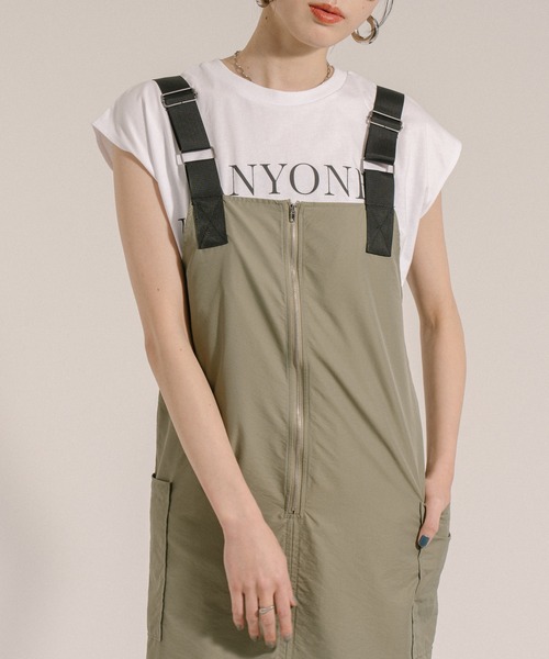 tシャツ ロゴプリントフレンチスリーブTシャツ レディース