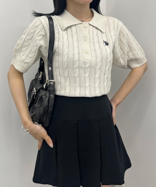 ニット セーター 「U.S.POLO ASSN.」 半袖ケーブルポロ襟ニット レディース | U.S. POLO ASSN. | 11