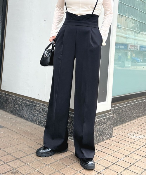 Futier Land スラックス パンツ ハイウエストキャミサロペット