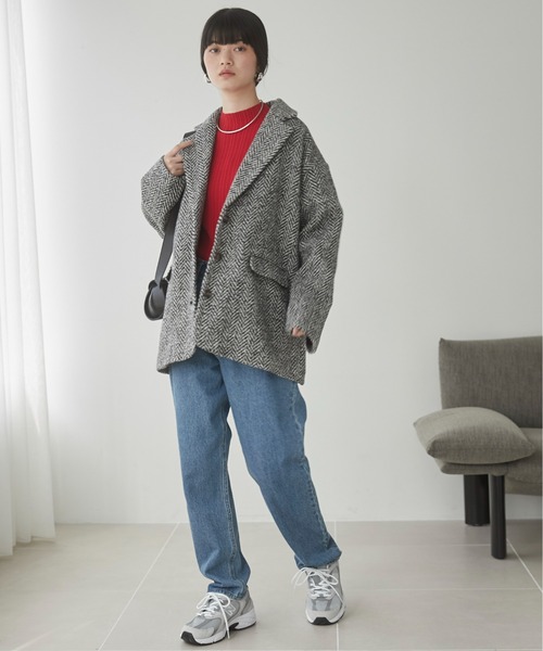 ANGIE ニット セーター ランダムリブ ハイネック ニット （ラメ入り