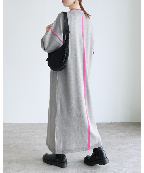 reca（レカ） ワンピース ミラノリブ配色ニットロングワンピース