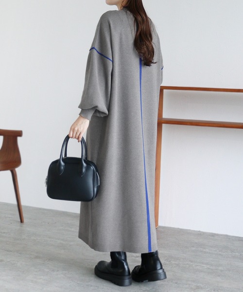 reca（レカ） ワンピース ミラノリブ配色ニットロングワンピース