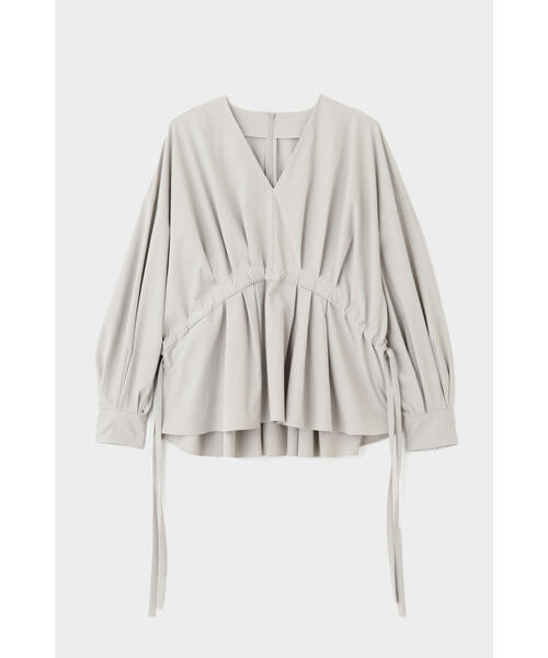 LE PHIL ◆ナイロンストレッチブロードブラウス　ルフィル　グレー LE PHIL（ル フィル） シャツ ブラウス ナイロンストレッチブロード