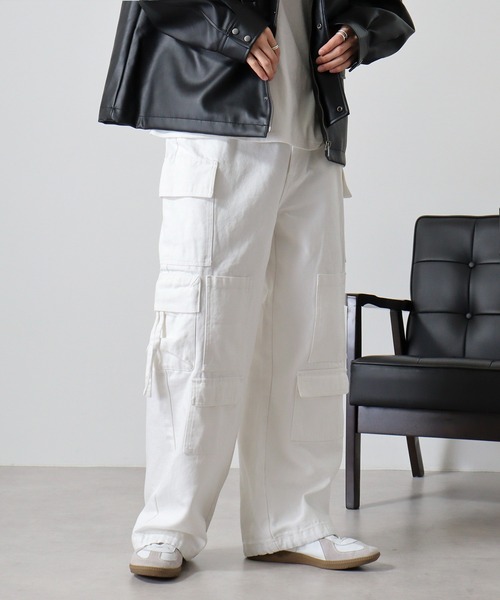 RE730 カーゴパンツ Multi-pocket denim duck cargo pants
