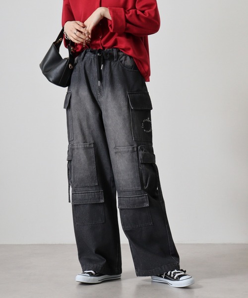 RE730 カーゴパンツ Multi-pocket denim duck cargo pants