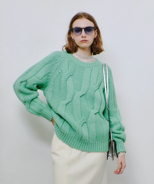 allureville ニット セーター ランダムケーブルプルオーバー