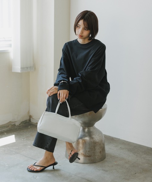 ★関税込★NOTHING WRITTEN★Pocket tote bag★ Pocket tote leather bag (Black) - Nothing written