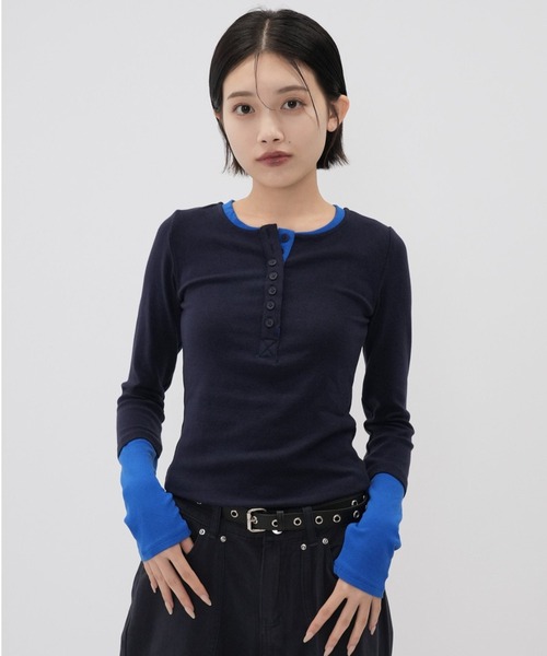 Enewd nina tシャツ 「ZOZO限定」ハーフボタン バイカラー トップス