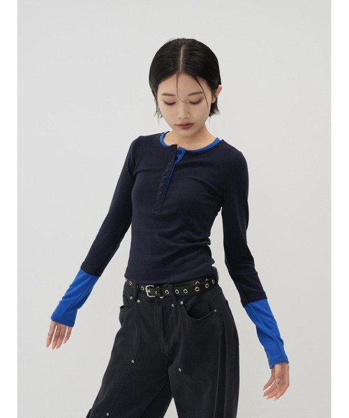 Enewd nina tシャツ 「ZOZO限定」ハーフボタン バイカラー トップス