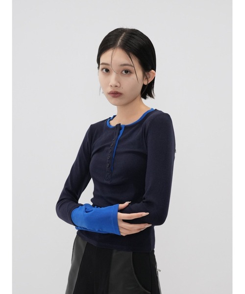 Enewd nina tシャツ 「ZOZO限定」ハーフボタン バイカラー トップス