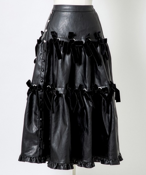 AVENCHUMU スカート Leather look hole ribbon skirt : ZOZOTOWN