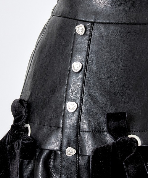 AVENCHUMU スカート Leather look hole ribbon skirt : ZOZOTOWN