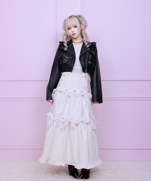 avenchumu スカート AVENCHUMU スカート Leather look hole ribbon skirt : ZOZOTOWN