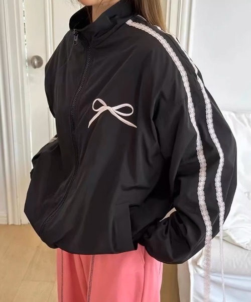ブルゾン アウター バレエコア リボンデザイン スタンドカラー