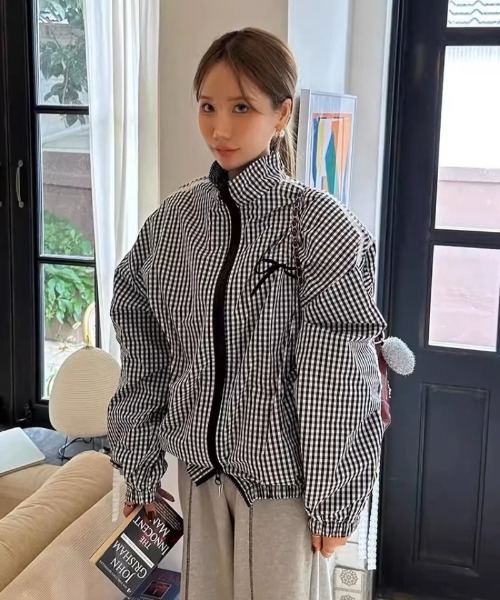 ブルゾン アウター バレエコア リボンデザイン スタンドカラー