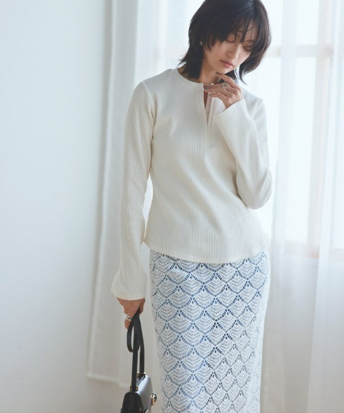 RASW tシャツ 「RASW」フロントホックヘンリーリブカットソー