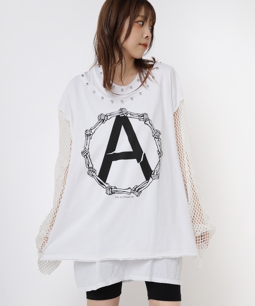 RNA tシャツ M2401 メッシュスリーブスタッズロンT レディース