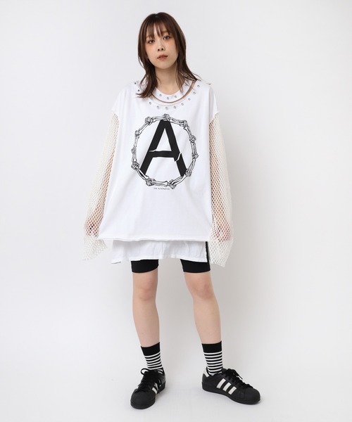 RNA tシャツ M2401 メッシュスリーブスタッズロンT レディース