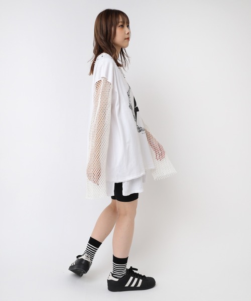 tシャツ M2401 メッシュスリーブスタッズロンＴ レディース M2401 メッシュスリーブスタッズロンT(M ホワイト): トップス