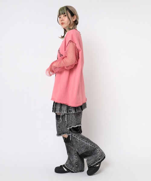 RNA tシャツ M2401 メッシュスリーブスタッズロンT レディース