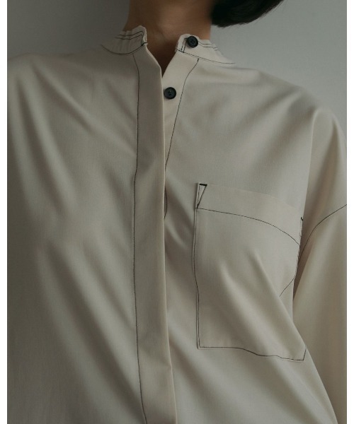anuke（アンヌーク） ブラウス シャツ Standcollar Cutoff Shirts 