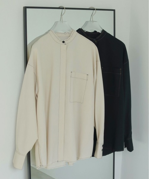 anuke（アンヌーク） ブラウス シャツ Standcollar Cutoff Shirts 