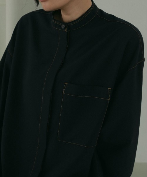 anuke（アンヌーク） ブラウス シャツ Standcollar Cutoff Shirts 