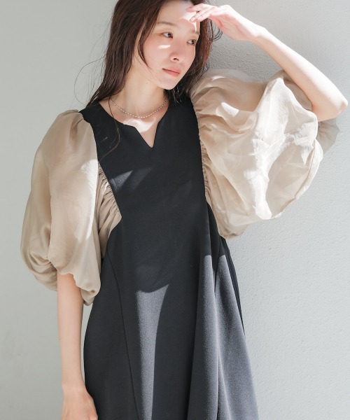 ワンピース 「S・Mサイズ展開」袖ボリュームポンチワンピース | BAB | 17