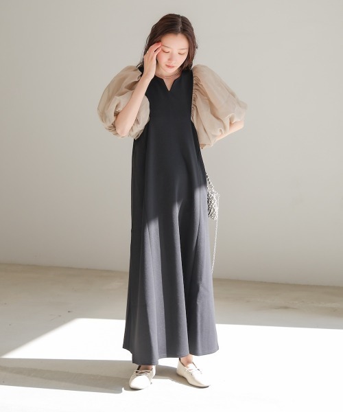 ワンピース 「S・Mサイズ展開」袖ボリュームポンチワンピース | BAB | 22