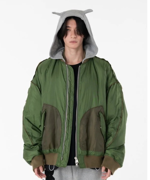 ma1 ma-1 DISCOVERED DEVILS EAR HOODIE DOWN MA-1 メンズ レディースの画像