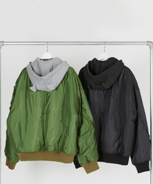 ma1 ma-1 DISCOVERED DEVILS EAR HOODIE DOWN MA-1 メンズ レディースの画像