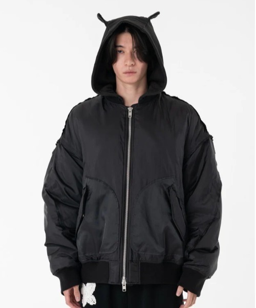 ma1 ma-1 DISCOVERED DEVILS EAR HOODIE DOWN MA-1 メンズ レディースの画像