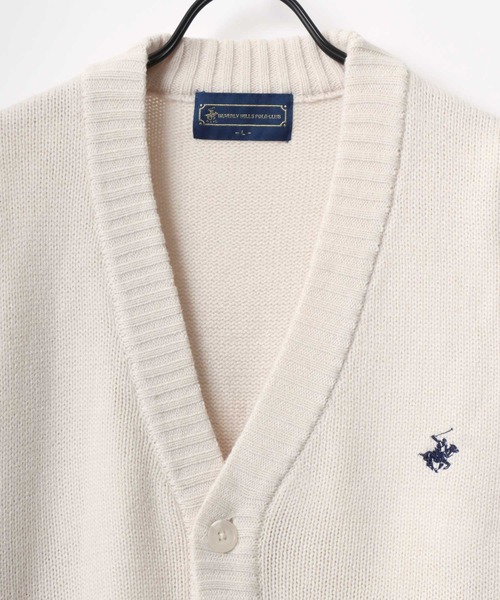 「BEVERLY HILLS POLO CLUB」 ニットカーディガン M ライトグレー レディース_画像6