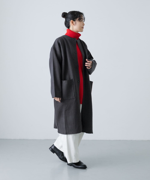 かぐれ グレー 起毛ウールノーカラーコート かぐれ ノーカラーコート FREE グレー系その他 レディース : ZOZOTOWN