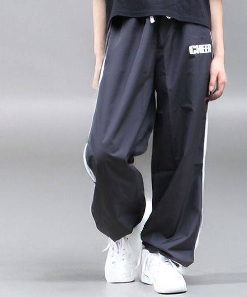 CHEER（チアー） ワイドパンツ パンツ サイドラインシャカシャカロング