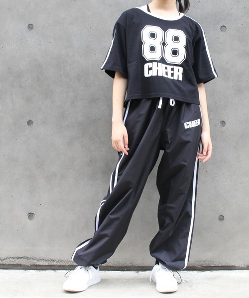 CHEER（チアー） ワイドパンツ パンツ サイドラインシャカシャカロング