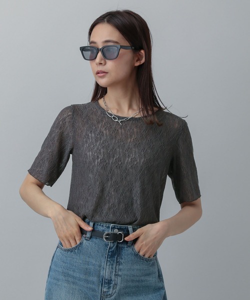 GLOBAL WORK（グローバルワーク） tシャツ 半袖 レースシアープル