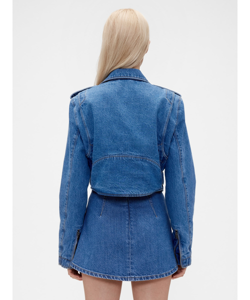 【売り切れ必至】GapStudio デニムライダースジャケット GapStudio レザージャケット ライダース クロップド デニム