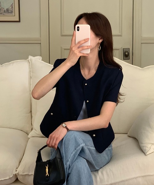 コート アウター ノーカラー半袖ジャケット レディース : ZOZOTOWN