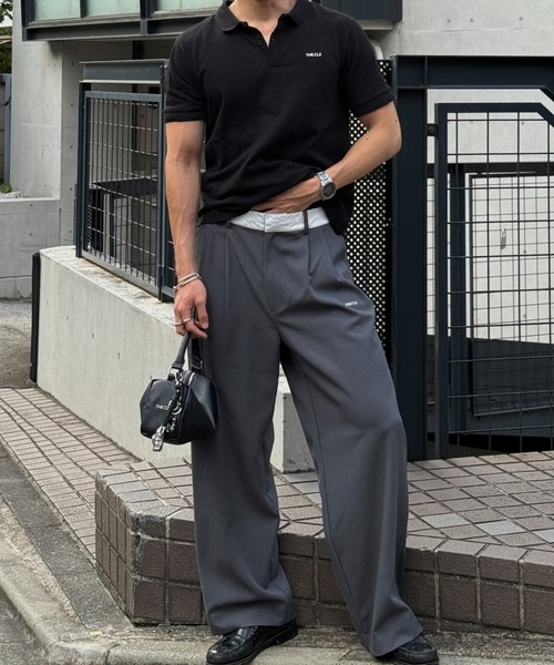 THE CLE ザクレ　ブラック スラックス MARBELT SLACKS スラックス MARBELT SLACKS メンズ レディース : ZOZOTOWN Yahoo!店