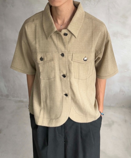 ジャケットライクハーフスリーブシャツ EPNK】Jacket like half sleeve shirt / ジャケットライクハーフ