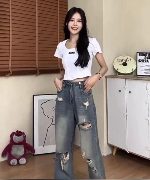 ジーンズ デニム デニムパンツ ダメージジーンズ レディース