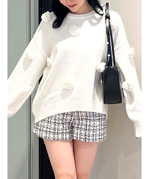 CALNAMUR（カルナムール） ニット セーター バラモチーフニット