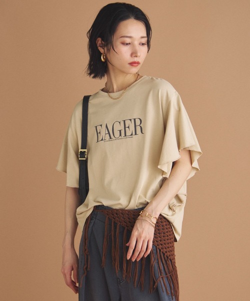tシャツ ラッフルプリントTee レディース